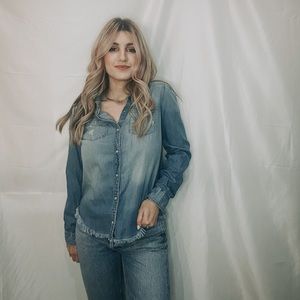 Express distressed Chambray Button down